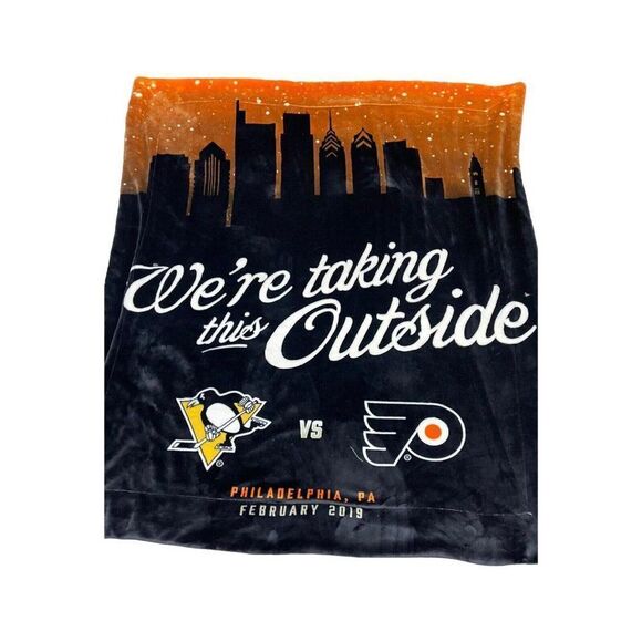 Philadelphia Flyers Pittsburgh We’re Taking This Outside Fleece Throw Blanket - Picture 2 of 6